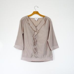 Ann Taylor LOFT Blush Pink Ruffle Blouse Top - XS